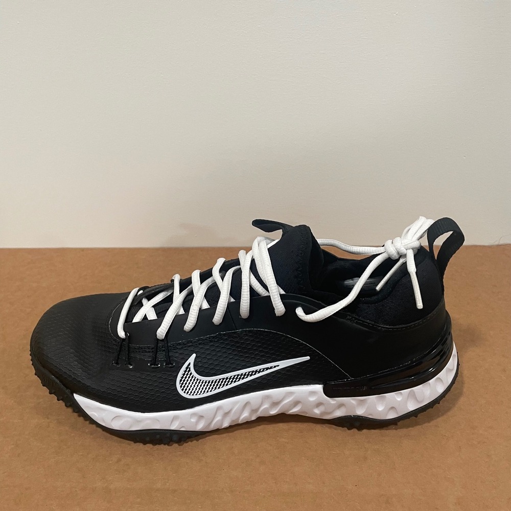 Nike Huarache 9 Elite TF Lax Black White Lacrosse Turf Shoes FN0310-002 Mens 10